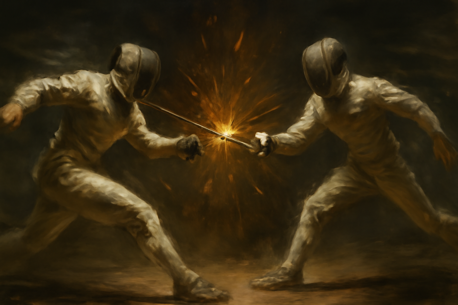 Dynamic action scene with dramatic lighting