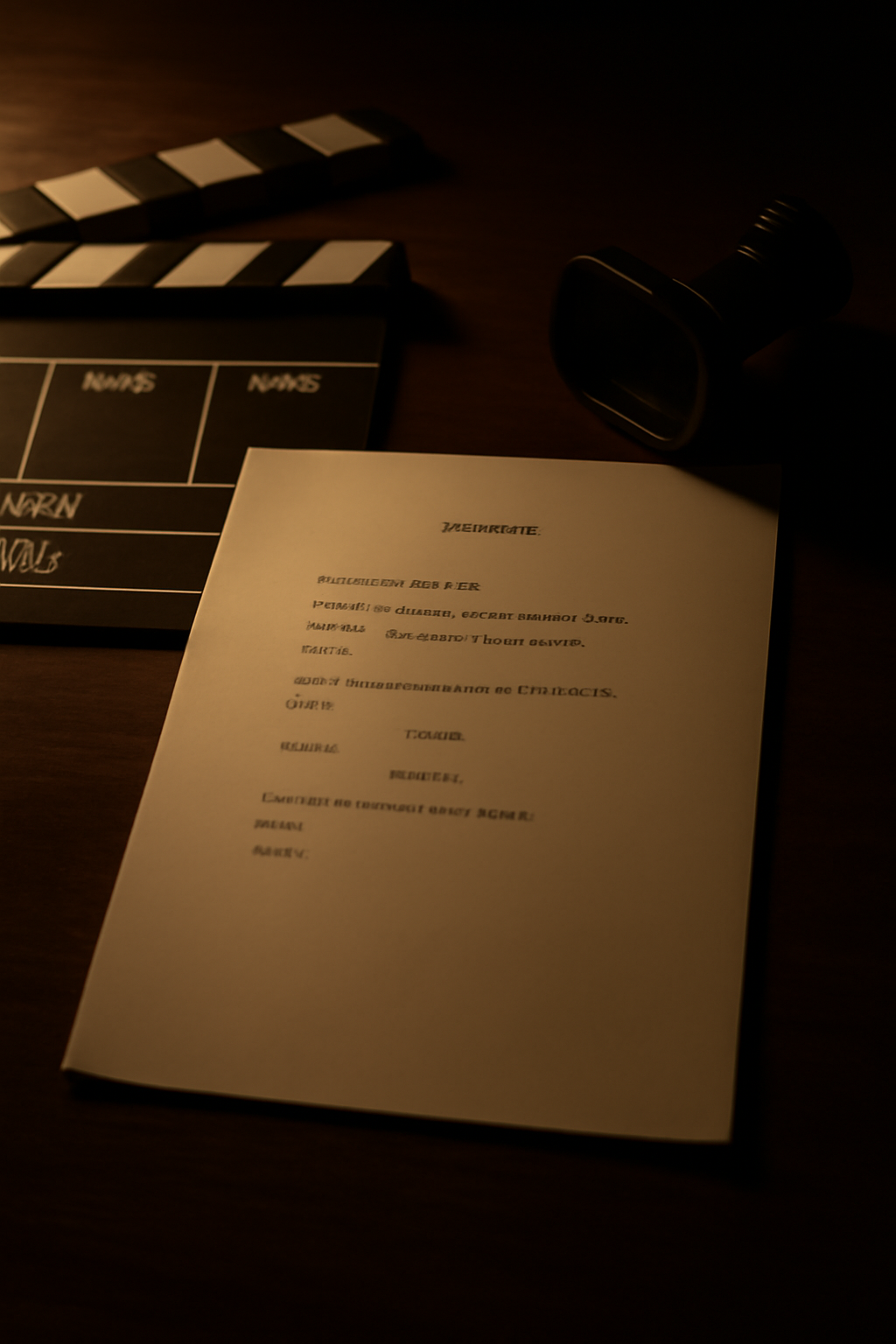 Close up of an open screenplay with formatted text