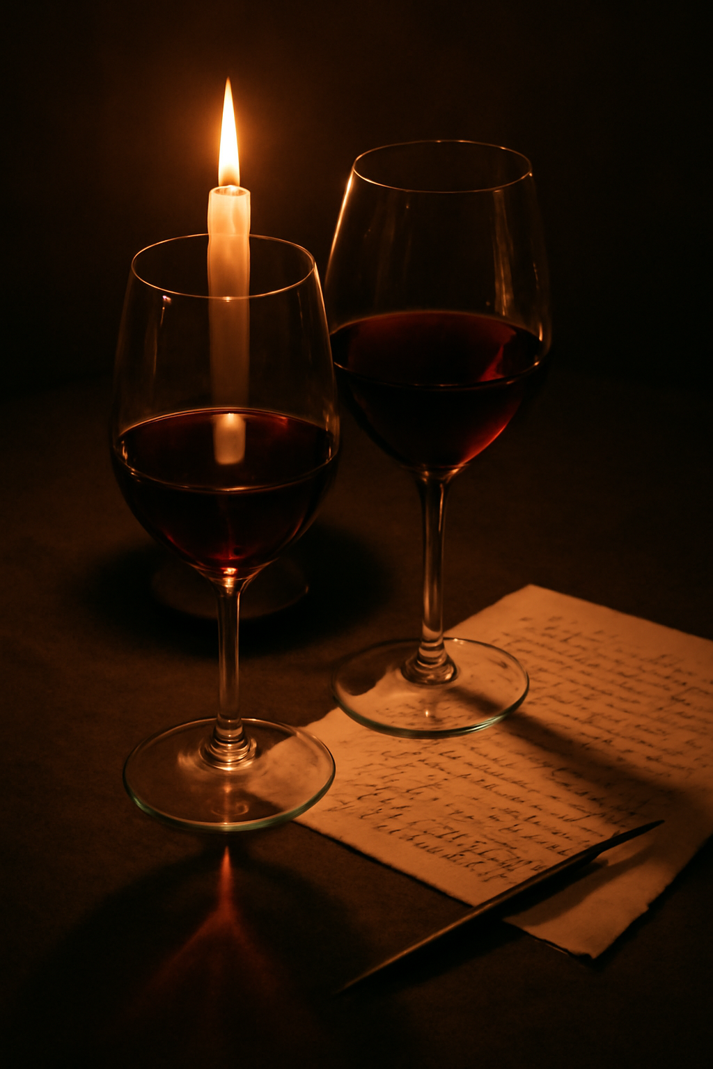 Silhouette of two figures in moody lighting representing intimate storytelling