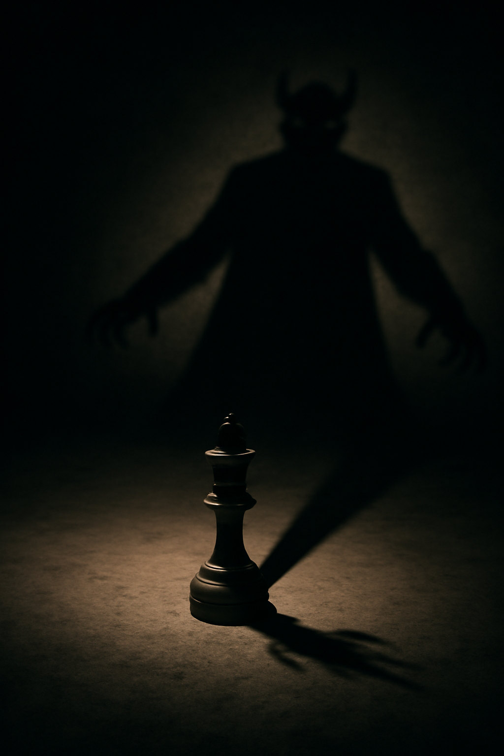 Chess king piece casting a dramatic long shadow