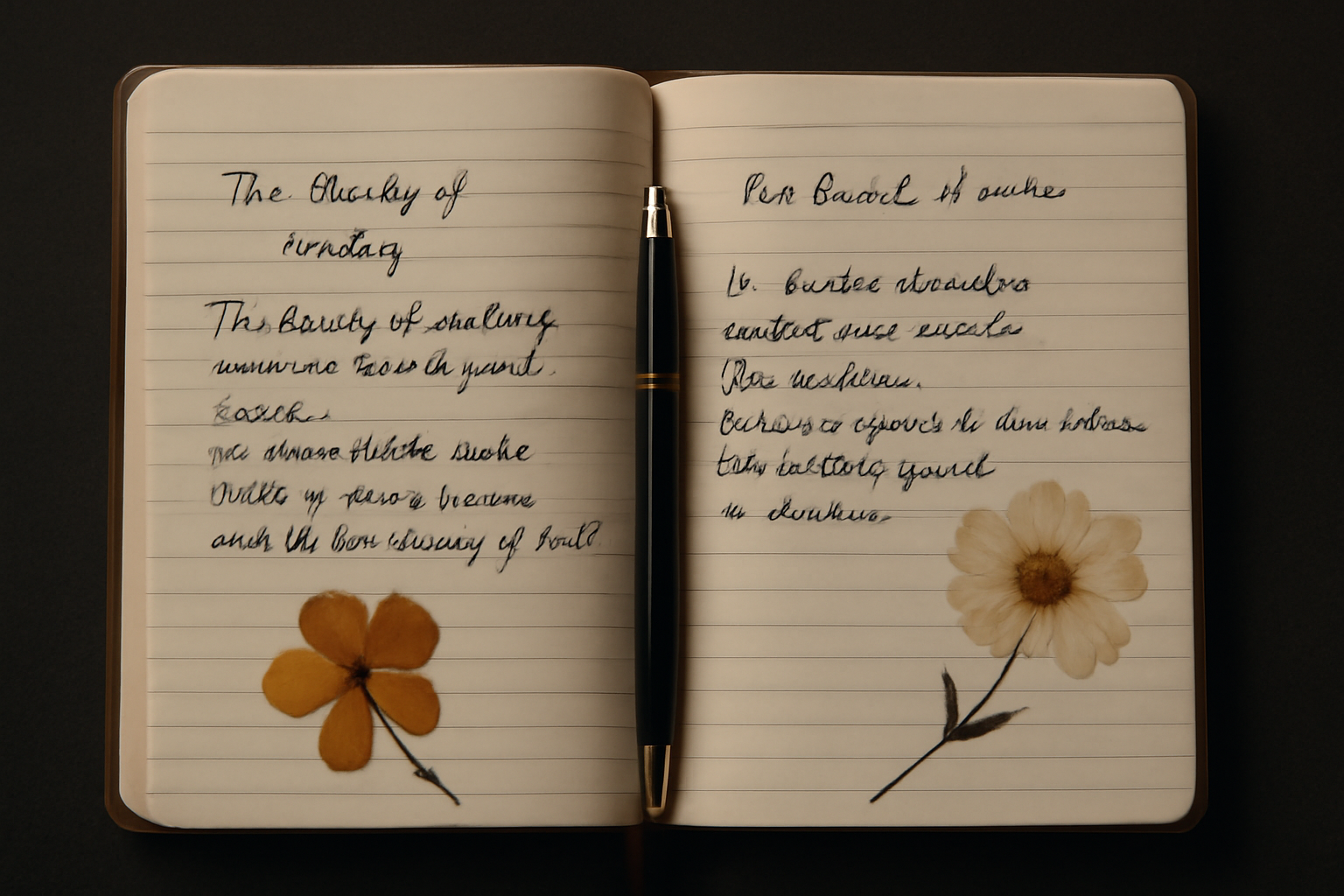 Two notebooks with text in different scripts side by side